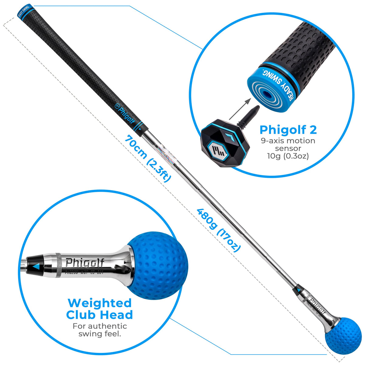 PHIGOLF 2 Flex Smart Home Golf Simulator – Swing Stick Trainer & Analyser